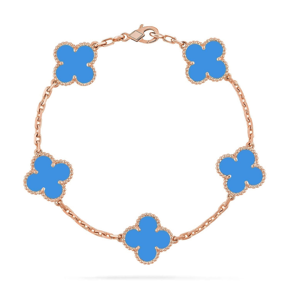 [Azure Tears]LUCKY CLOVER 5-MOTIF BRACELET - BLUE AGATE COLLECTION