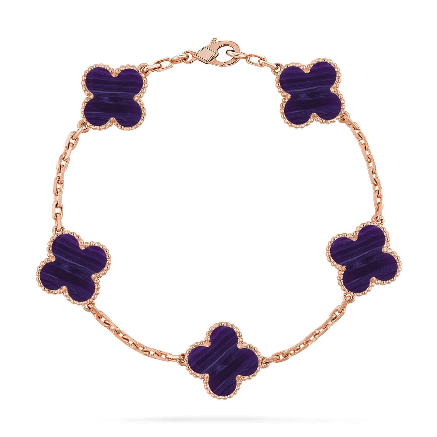 [Azure Tears]LUCKY CLOVER 5-MOTIF BRACELET - CHAROITE COLLECTION