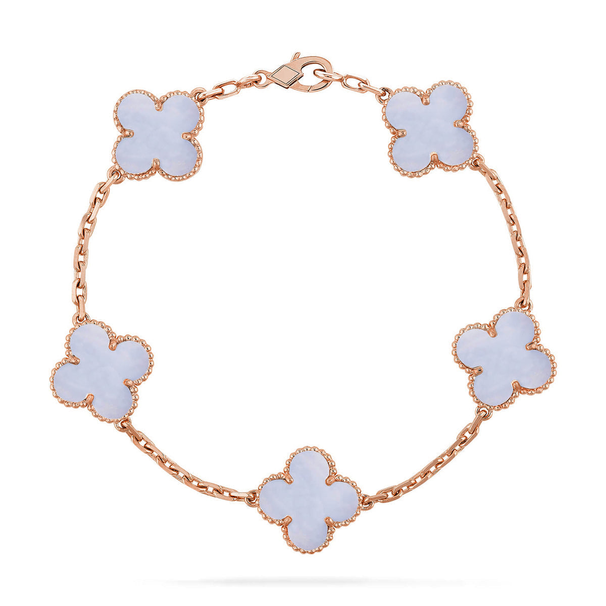 [Azure Tears]LUCKY CLOVER 5-MOTIF BRACELET - PURPLE CHALCEDONY COLLECTION