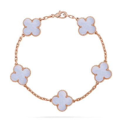 [Azure Tears]LUCKY CLOVER 5-MOTIF BRACELET - PURPLE CHALCEDONY COLLECTION