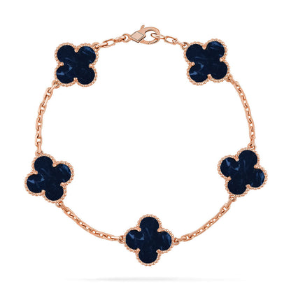 [Azure Tears]LUCKY CLOVER 5-MOTIF BRACELET - PIETERSITE COLLECTION
