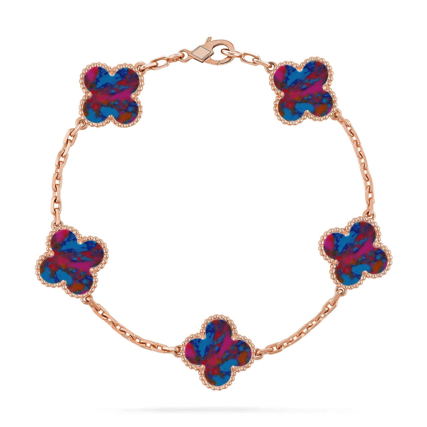 [Azure Tears]LUCKY CLOVER 5-MOTIF BRACELET - MULTI-GEM COLLECTION