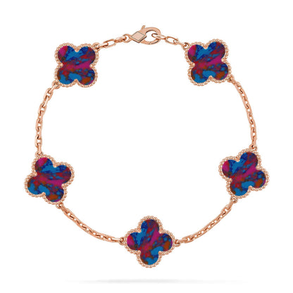 [Azure Tears]LUCKY CLOVER 5-MOTIF BRACELET - MULTI-GEM COLLECTION