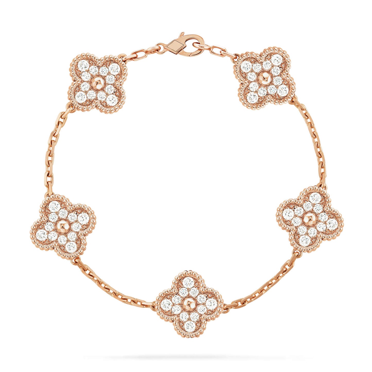 [Azure Tears]LUCKY CLOVER 5-MOTIF BRACELET - FULL-DIAMOND