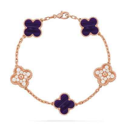 [Azure Tears]LUCKY CLOVER 5-MOTIF BRACELET - CHAROITE COLLECTION