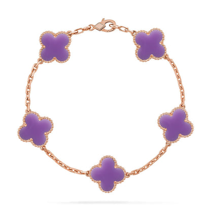 [Azure Tears]LUCKY CLOVER 5-MOTIF BRACELET - LAVENDER COLLECTION