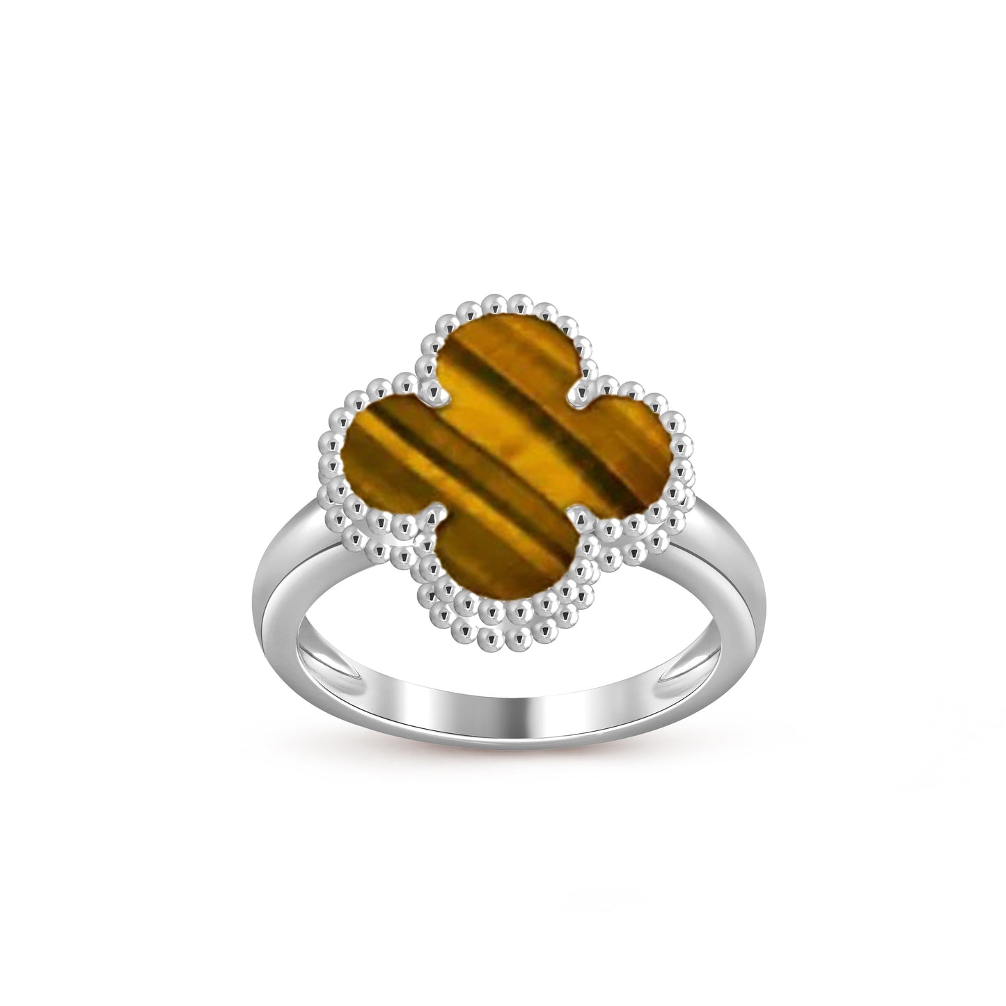 [Azure Tears]LUCKY CLOVER VINTAGE WHITE GOLD RING COLLECTION