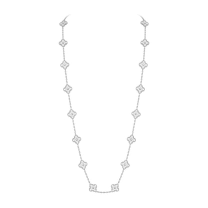 [Azure Tears]CLASSIC 20-MOTIF LUCKY CLOVER LONG NECKLACE WHITE GOLD COLLECTION