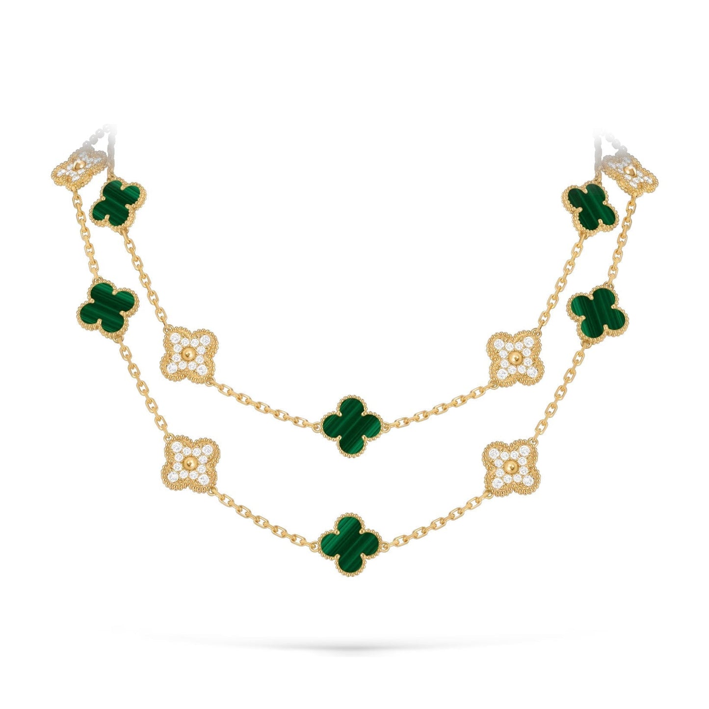 [Azure Tears]CLASSIC 20-MOTIF LUCKY CLOVER LONG NECKLACE GOLD COLLECTION