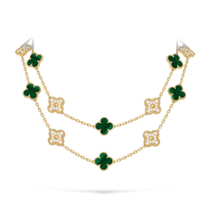 [Azure Tears]CLASSIC 20-MOTIF LUCKY CLOVER LONG NECKLACE GOLD COLLECTION