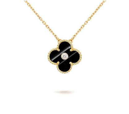[Azure Tears]15MM CLOVER FLOWER DIAMOND PENDANT NECKLACE COLLECTION