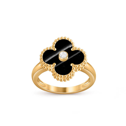 [Azure Tears]LUCKY CLOVER DIAMOND-ACCENT GOLD RING COLLECTION