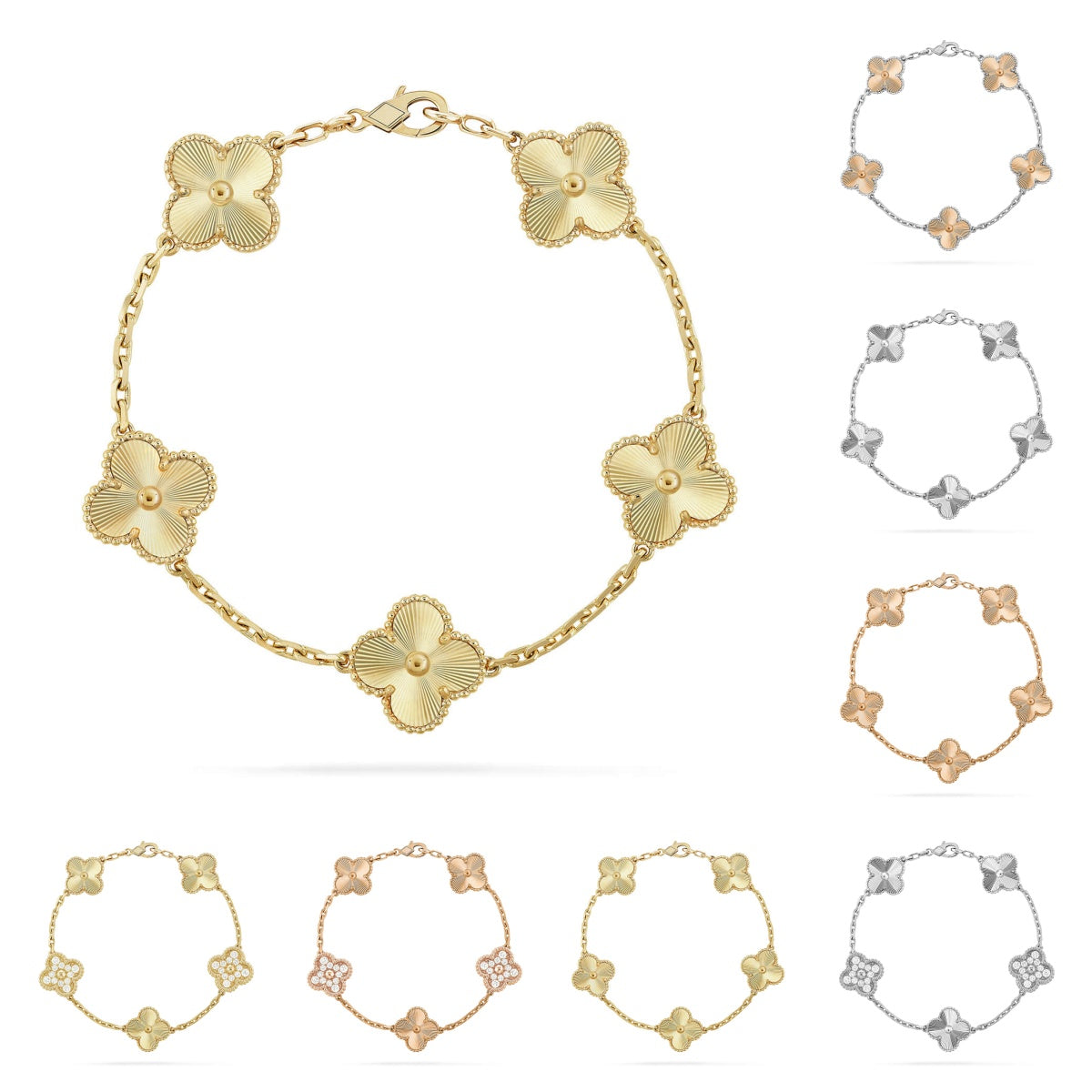 [Azure Tears]LUCKY CLOVER 5-MOTIF BRACELET - LASER COLLECTION