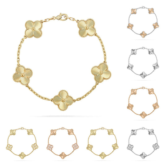 [Azure Tears]LUCKY CLOVER 5-MOTIF BRACELET - LASER COLLECTION