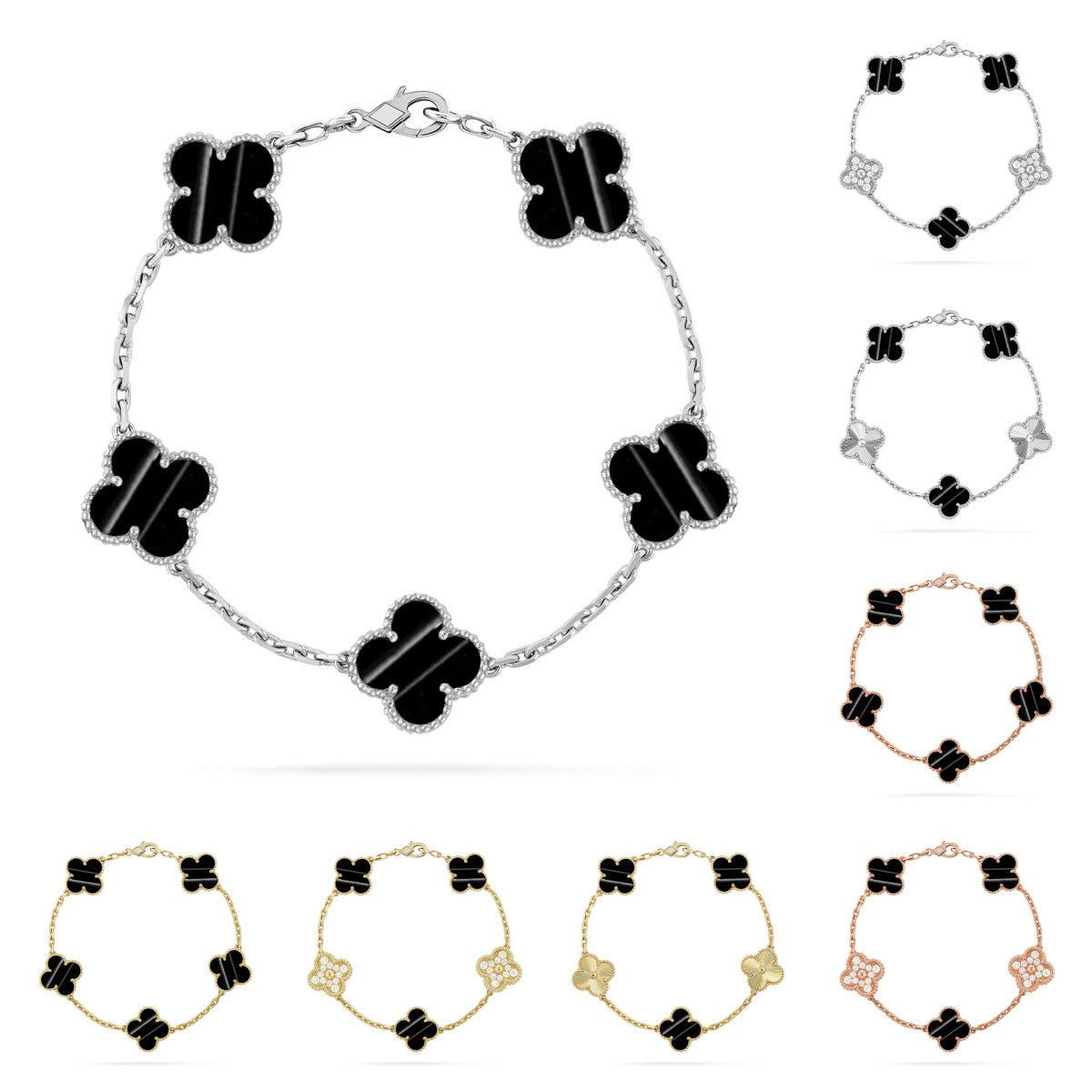 [Azure Tears]LUCKY CLOVER 5-MOTIF BRACELET - PULSE STONE COLLECTION