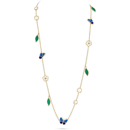 [Azure Tears]LUCKY SPRING BUTTERFLY & FLOWER STATEMENT NECKLACE - 15-MOTIF FLORAL DESIGN