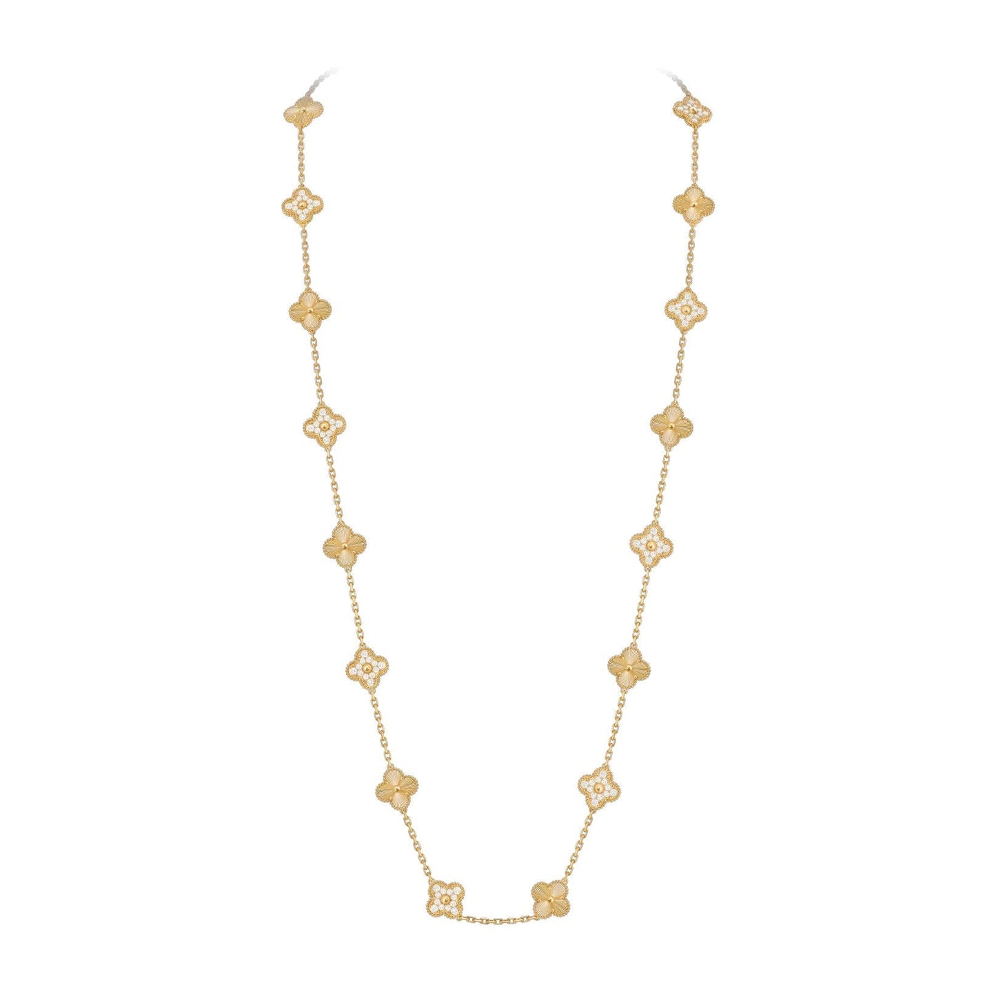 [Azure Tears]CLASSIC 20-MOTIF LUCKY CLOVER LONG NECKLACE GOLD COLLECTION