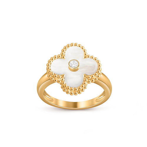 [Azure Tears]LUCKY CLOVER DIAMOND-ACCENT GOLD RING COLLECTION