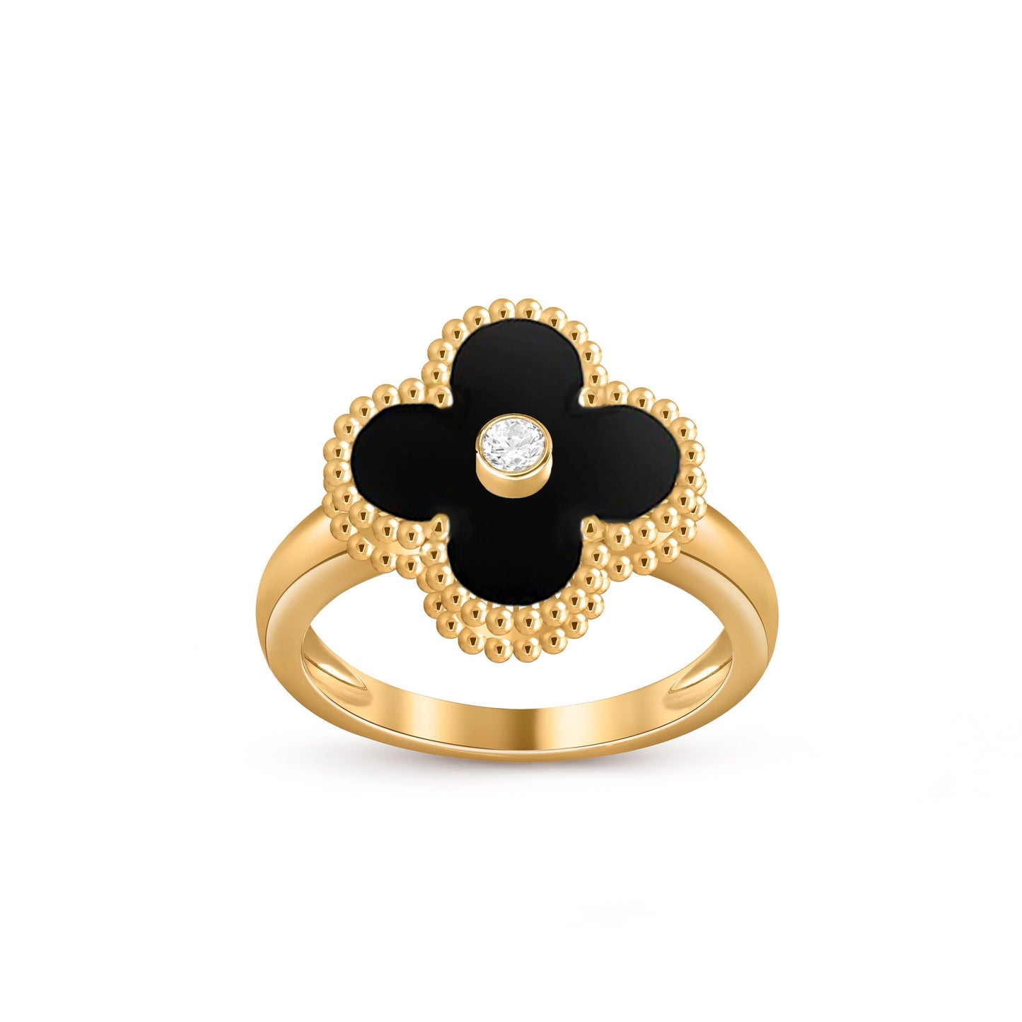 [Azure Tears]LUCKY CLOVER DIAMOND-ACCENT GOLD RING COLLECTION