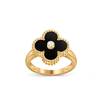 [Azure Tears]LUCKY CLOVER DIAMOND-ACCENT GOLD RING COLLECTION