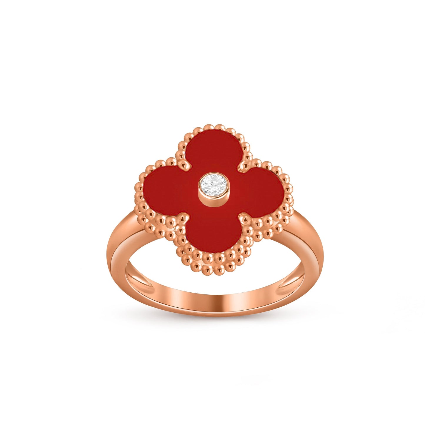 [Azure Tears]LUCKY CLOVER DIAMOND-ACCENT ROSE GOLD RING COLLECTION