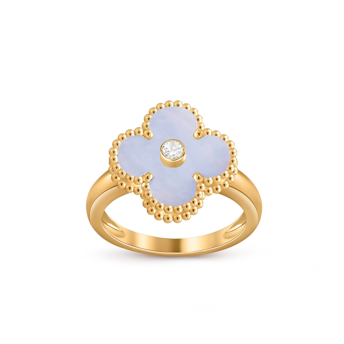 [Azure Tears]LUCKY CLOVER DIAMOND-ACCENT GOLD RING COLLECTION