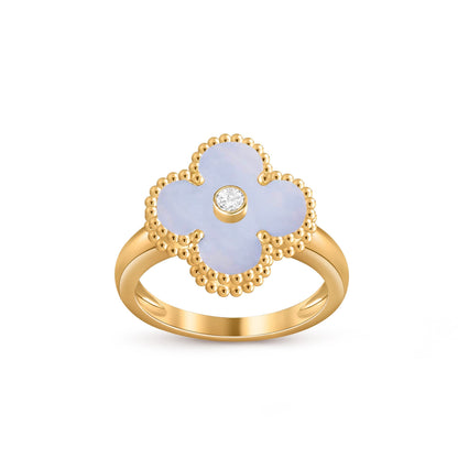 [Azure Tears]LUCKY CLOVER DIAMOND-ACCENT GOLD RING COLLECTION