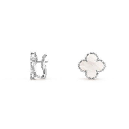 [Azure Tears]15MM CLOVER FLOWER STUD EARRINGS WHITE GOLD COLLECTION