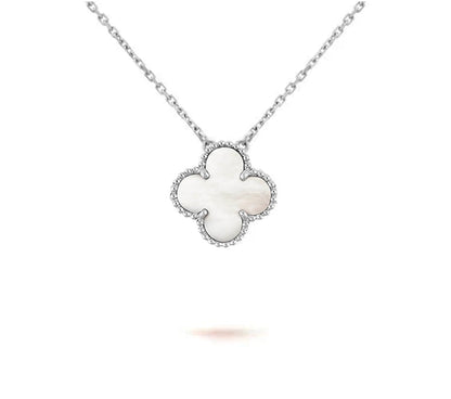 [Azure Tears]15MM CLOVER FLOWER PENDANT NECKLACE WHITE GOLD COLLECTION