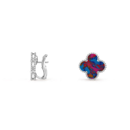 [Azure Tears]15MM CLOVER FLOWER STUD EARRINGS WHITE GOLD COLLECTION