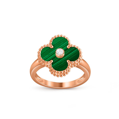 [Azure Tears]LUCKY CLOVER DIAMOND-ACCENT ROSE GOLD RING COLLECTION
