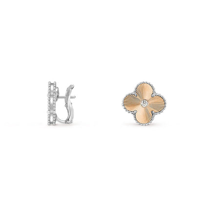 [Azure Tears]15MM CLOVER FLOWER STUD EARRINGS DIAMOND-WHITE GOLD COLLECTION