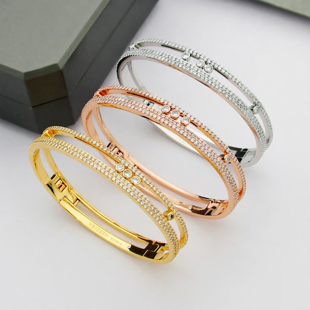 [Azure Tears]MOVE ROMANE PAVÉ DIAMOND BANGLE BRACELET