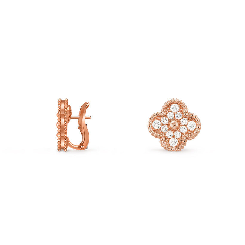 [Azure Tears]15MM CLOVER FLOWER STUD EARRINGS ROSE GOLD COLLECTION