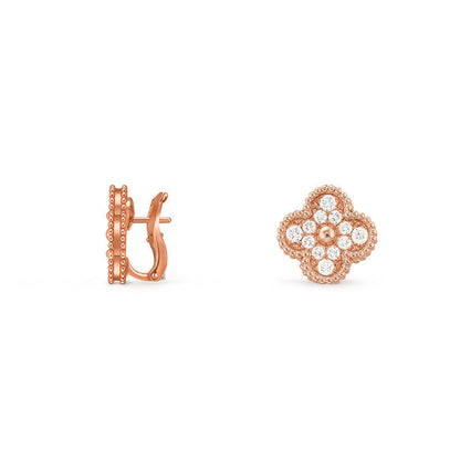 [Azure Tears]15MM CLOVER FLOWER STUD EARRINGS ROSE GOLD COLLECTION