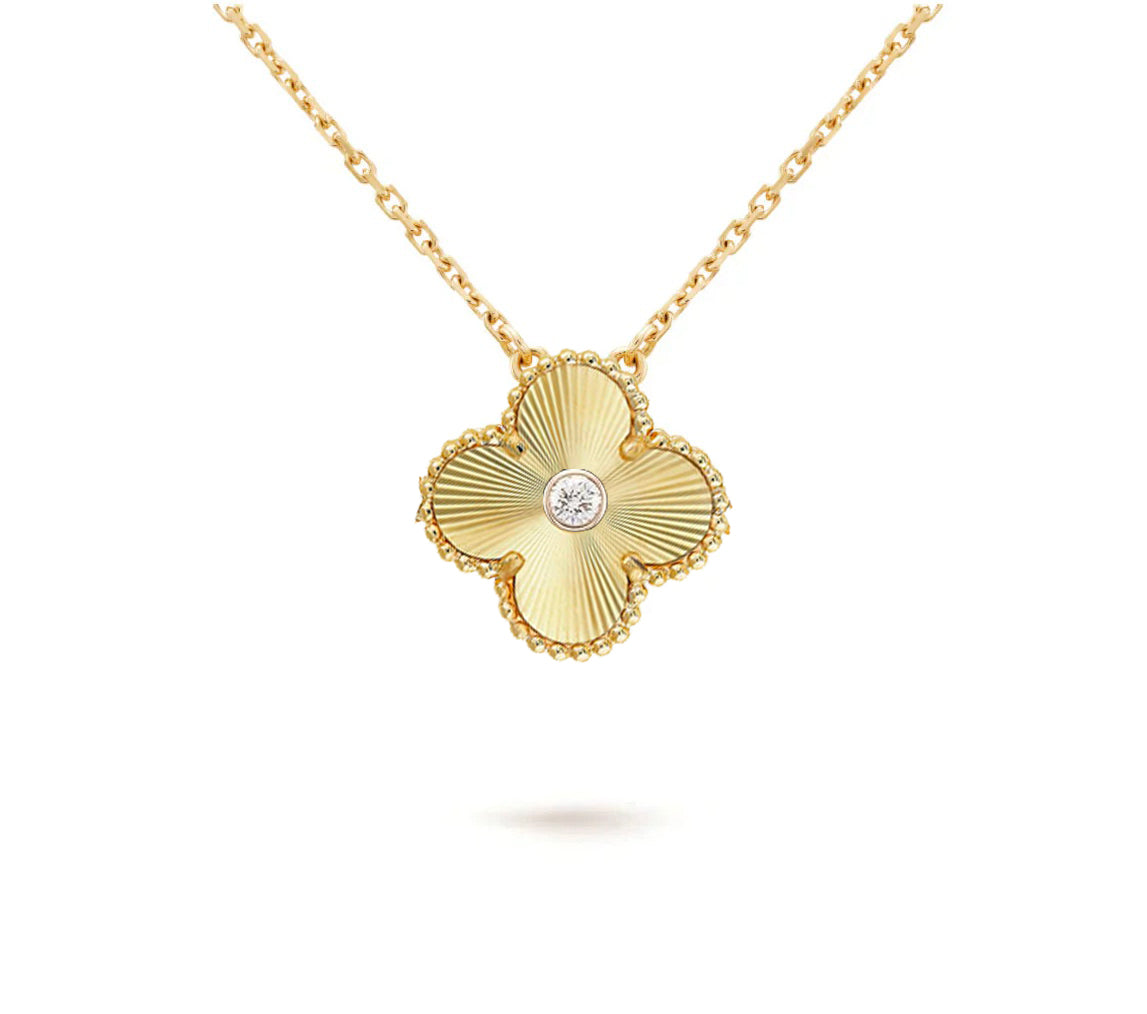 [Azure Tears]15MM CLOVER FLOWER DIAMOND PENDANT NECKLACE COLLECTION