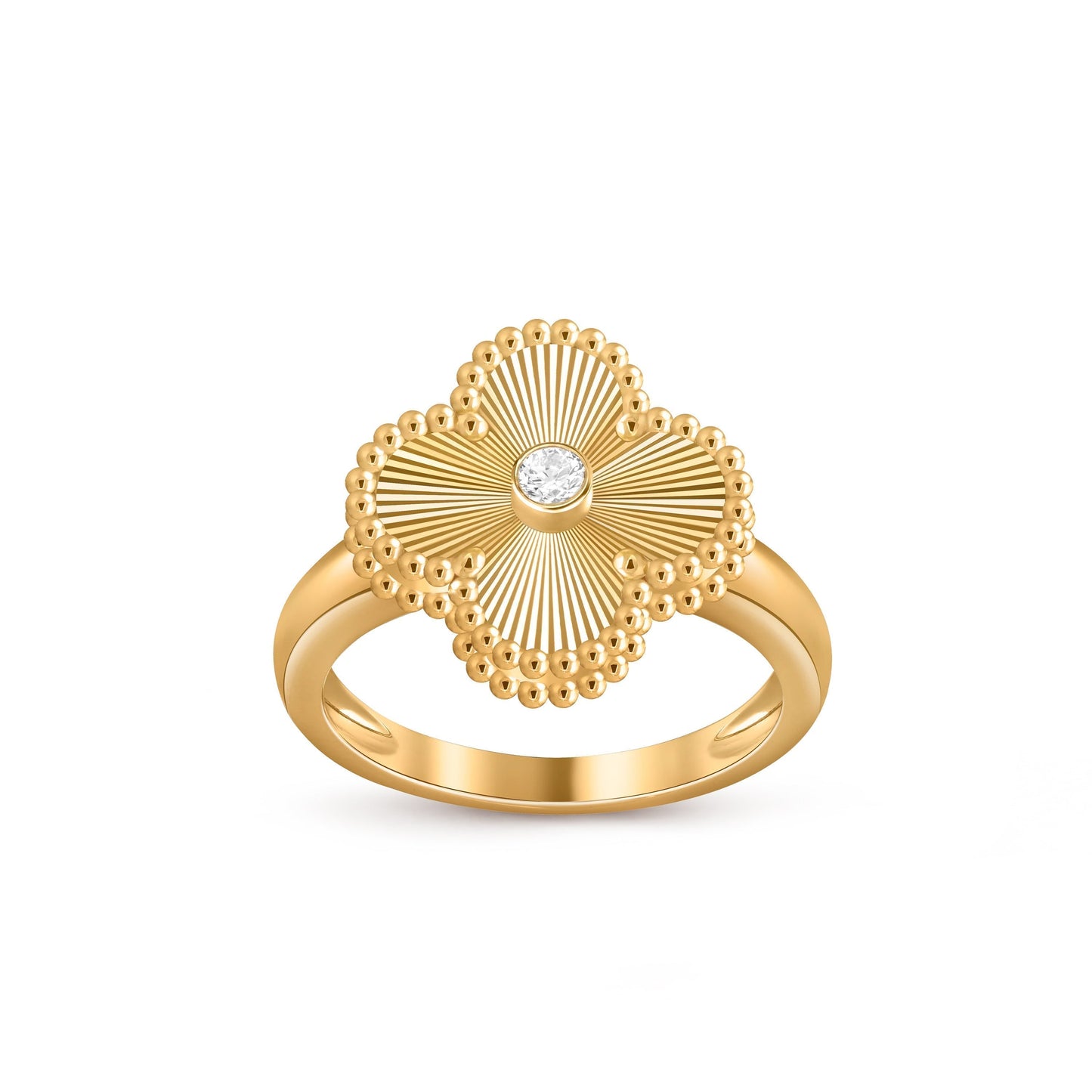 [Azure Tears]LUCKY CLOVER DIAMOND-ACCENT GOLD RING COLLECTION