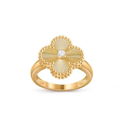 [Azure Tears]LUCKY CLOVER DIAMOND-ACCENT GOLD RING COLLECTION