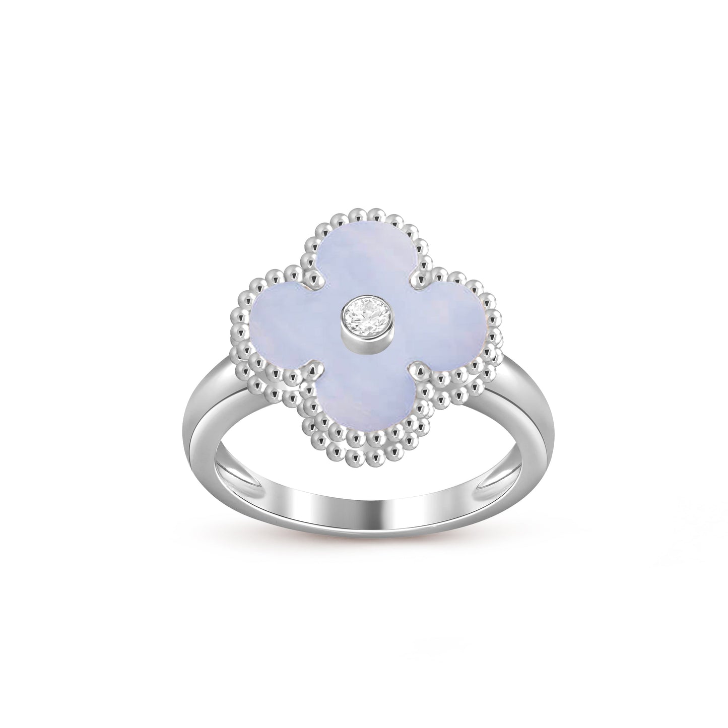 [Azure Tears]LUCKY CLOVER DIAMOND-ACCENT WHITE GOLD RING COLLECTION