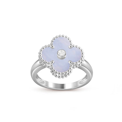 [Azure Tears]LUCKY CLOVER DIAMOND-ACCENT WHITE GOLD RING COLLECTION