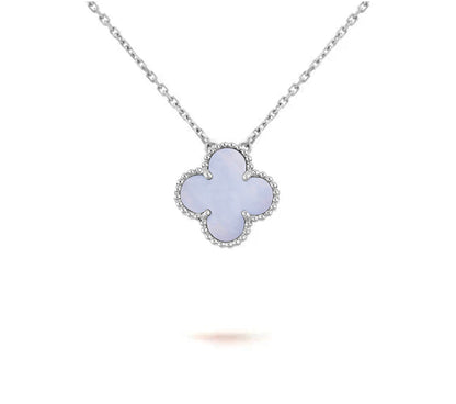 [Azure Tears]15MM CLOVER FLOWER PENDANT NECKLACE WHITE GOLD COLLECTION