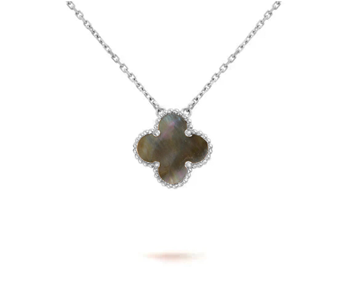 [Azure Tears]15MM CLOVER FLOWER PENDANT NECKLACE WHITE GOLD COLLECTION
