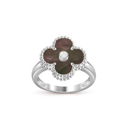 [Azure Tears]LUCKY CLOVER DIAMOND-ACCENT WHITE GOLD RING COLLECTION
