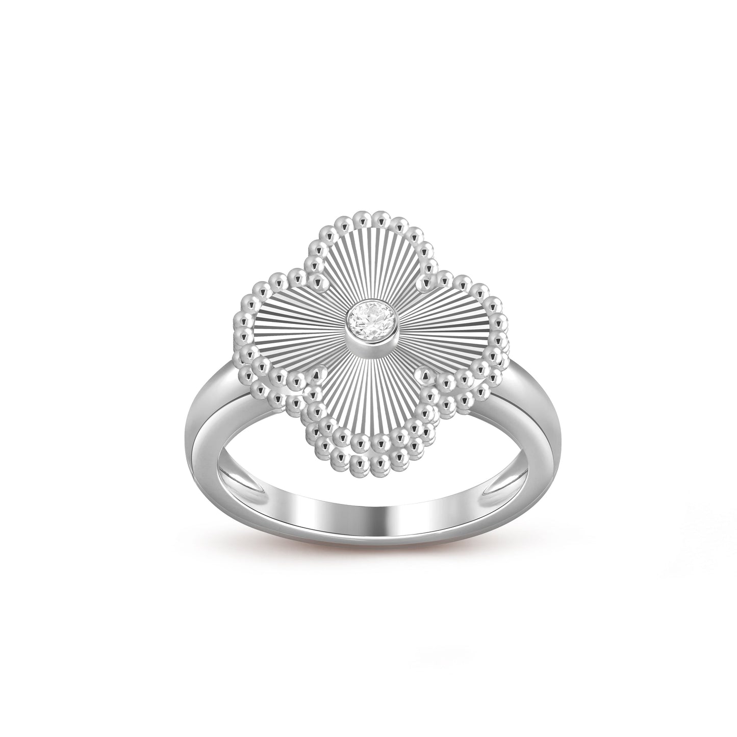 [Azure Tears]LUCKY CLOVER DIAMOND-ACCENT WHITE GOLD RING COLLECTION