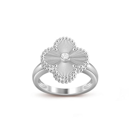 [Azure Tears]LUCKY CLOVER DIAMOND-ACCENT WHITE GOLD RING COLLECTION