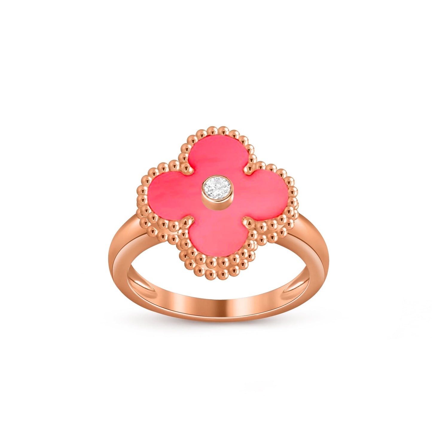 [Azure Tears]LUCKY CLOVER DIAMOND-ACCENT ROSE GOLD RING COLLECTION
