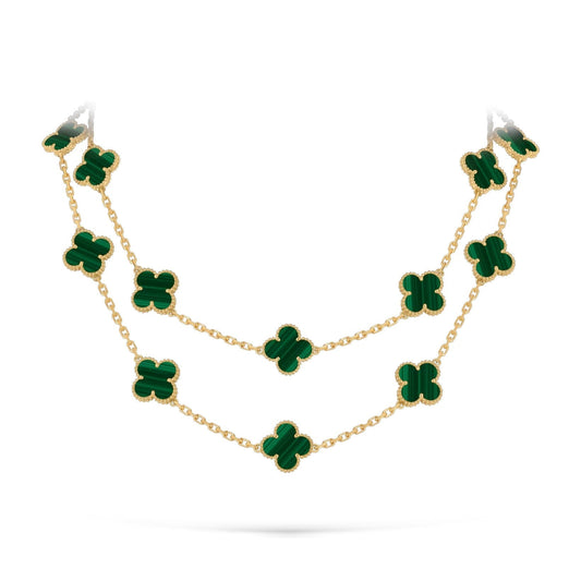[Azure Tears]CLASSIC 20-MOTIF LUCKY CLOVER LONG NECKLACE GOLD COLLECTION