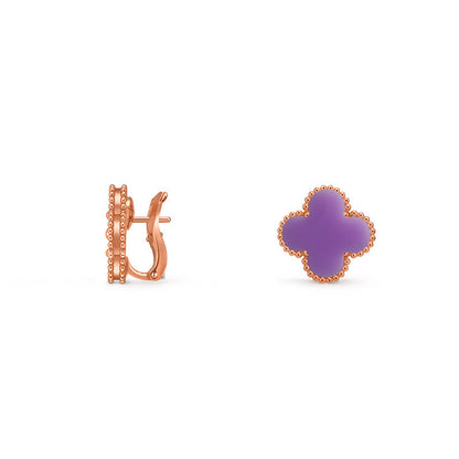 [Azure Tears]15MM CLOVER FLOWER STUD EARRINGS ROSE GOLD COLLECTION
