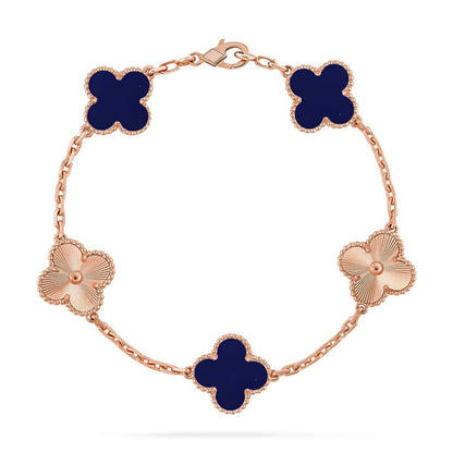 [Azure Tears]LUCKY CLOVER 5-MOTIF BRACELET - LAPIS LAZULI COLLECTION