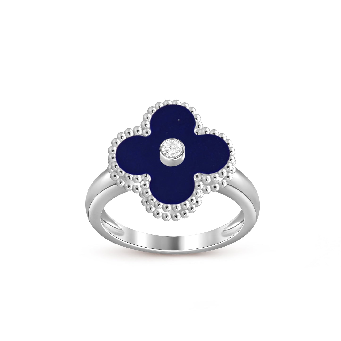 [Azure Tears]LUCKY CLOVER DIAMOND-ACCENT WHITE GOLD RING COLLECTION